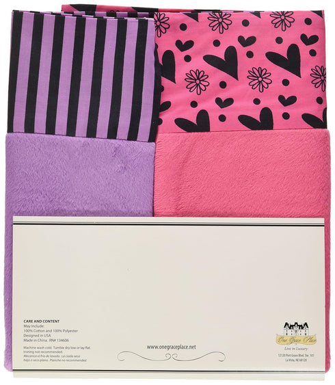 One Grace Place Sassy Shaylee Burp Cloth, Black, Pink and Purple