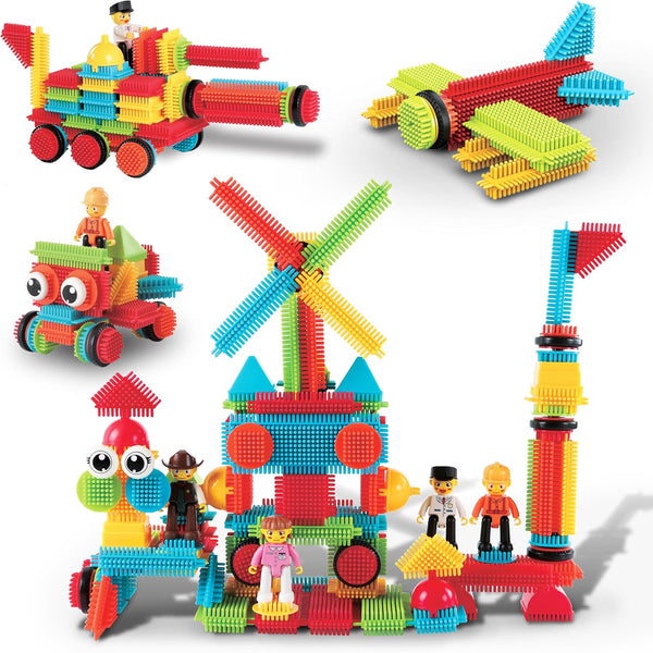 Picasso Toys 116pc Hedgehog Construction Building Blocks Set, Interlock Tiles with Idea Book, STEM Learning Kit for