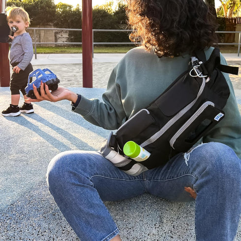 Lil & Mil Crossbody Diaper Bag with Wipes Pocket | Convenient Small Diaper Bag | Doubles as Hanging Stroller Organizer