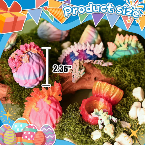 12pcs 3D Printed Prefilled Easter Eggs with Dragons Inside, Magic Toy for Party Favors, Basket Stuffers for Boys