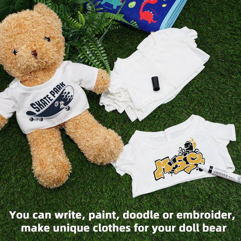 18 Pcs Stuffed Bear Clothes Sublimation Blank Bear Shirt Doll T-Shirts