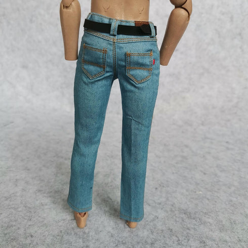 1/6 Custom Scale Light Blue Jeans Pants for 12" Male Action Figure Doll Clothes Toy