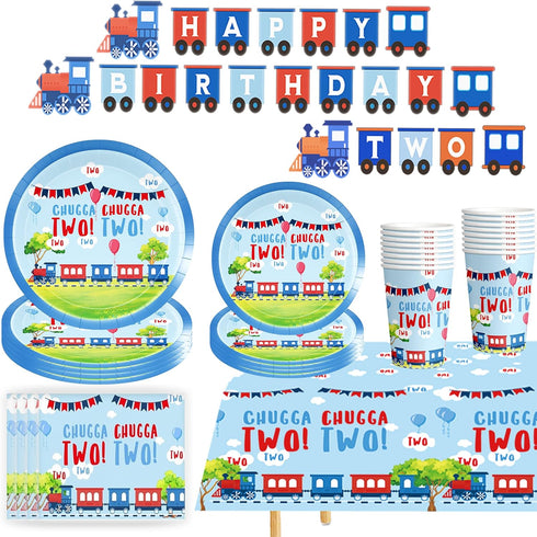 BEOXAGAR Chugga Chugga Two Two Party Supplies Train 2nd Party Train 2nd Birthday