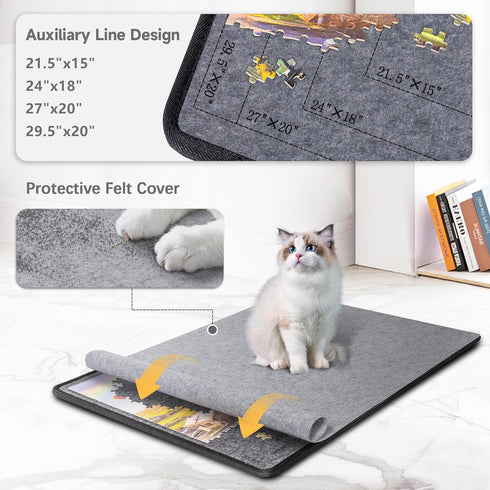 1000 6 1000 Becko US Piece Jigsaw Puzzle Board with Sorting Trays & Felt Cover, Foldable Puzzle Mat with Auxiliary