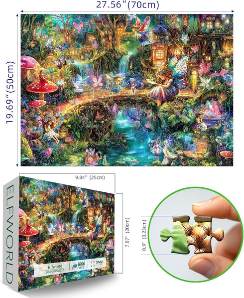 1000 27.5x19.7 Inches Blueforest Piece Puzzle for Adults - Magical Fairy Forest Fantasy Art, Premium Jigsaw Puzzle