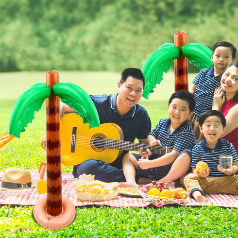4 Pack 35 Inch Inflatable Palm Tree, Large Beach Backdrop Coconut Trees for Kids Swimming Pool Party Decoration