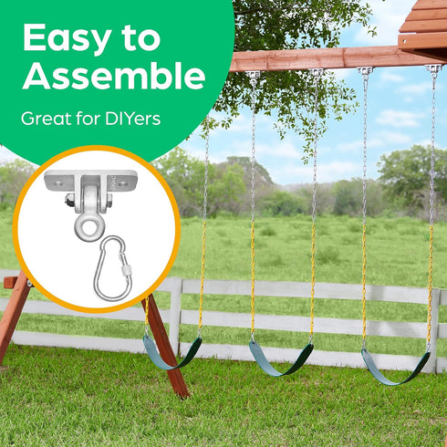 Jungle Gym Kingdom Swing Set Hangers - 2 Heavy Duty Brackets with Locking Snap Hooks for Indoor/Outdoor Use