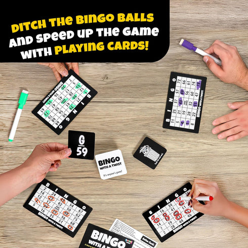 Bingo with a Twist Party Game, Bingo with Action Cards, Fun Twist, Action Cards with a Block, Swap, and Steal, no More