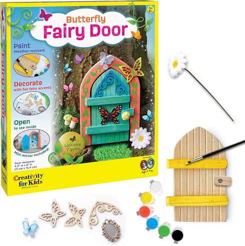 Creativity for Kids Butterfly Fairy Door Kit - Painting Arts and Crafts for Kids, Creative Gifts for Age 6-7+