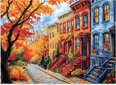 BraniacBits 500 Pieces Jigsaw Puzzles for Adults, Beautiful Fall Street Puzzle for Adults