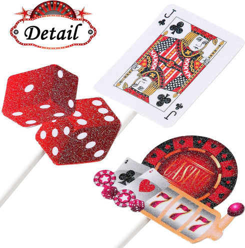 32pcs Casino Cupcake Toppers - Casino Poker Theme Party Decorations for Las Vegas Casino Night Birthday Supplies