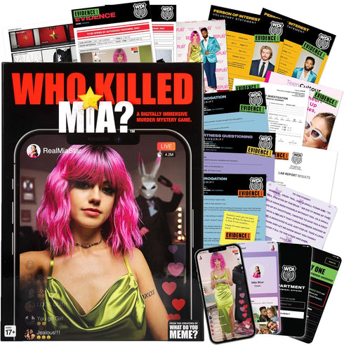 WHAT DO YOU MEME? Who Killed Mia — Modern Murder Mystery Game for True Crime Fans
