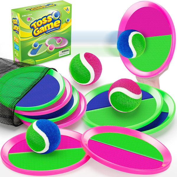 Officygnet Velcro Ball and Catch Game - Kids Toss Game for Ages 3-12, Catching Ball Set with 4 Paddles