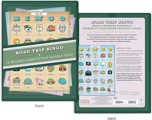 Knock Knock Roadtrip Bingo, 12 Reusable Cards for Fun Road Trips