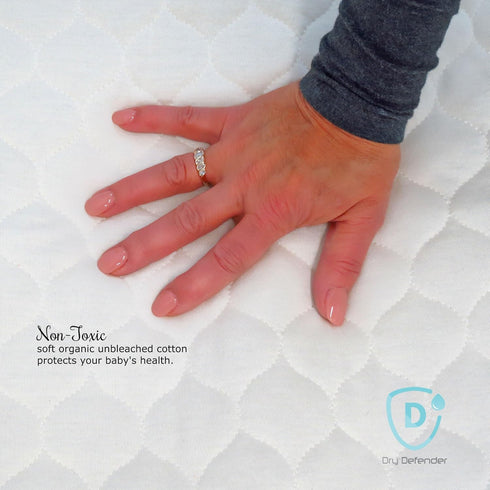 Organic Cotton Quilted Pack 'n Play Size Fitted Mattress Pad Cover, Natural