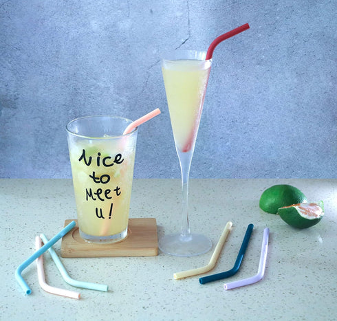 Reusable Thin Short 6.7" Cute Silicone Bendy Straws for Toddlers, Kids, Baby, 6 10 12 oz Wine/Yeti Tumbler,