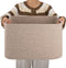 OIAHOMY Cotton Rope Basket, Rectangle Woven Toy Storage Basket with Handle, 18”x14”x12”, Organizing, Brown Variegated