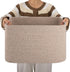 OIAHOMY Cotton Rope Basket, Rectangle Woven Toy Storage Basket with Handle, 18”x14”x12”, Organizing, Brown Variegated