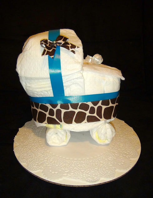 Body TST Diaper Cake Stroller Centerpiece (baby blue) by Little KG's Dreams