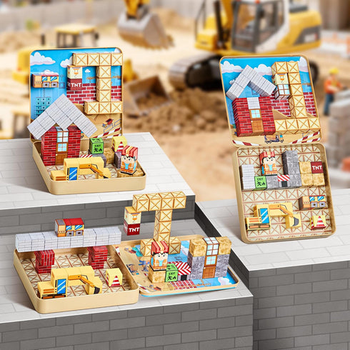 EWED 3-8, Set 49 Magnetic Building Blocks Travel Toys for Kids Ages STEM Learning with Iron Storage Box Toddler