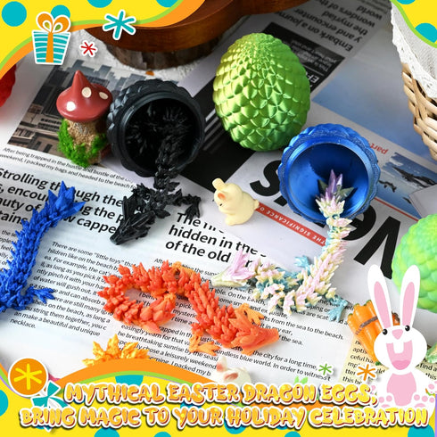24PCS 3D Drofex Easter Printed Dragon Eggs, Prefilled Easter Dragon Egg with Dragon Toy for Basket Stuffers, Goodie Bag