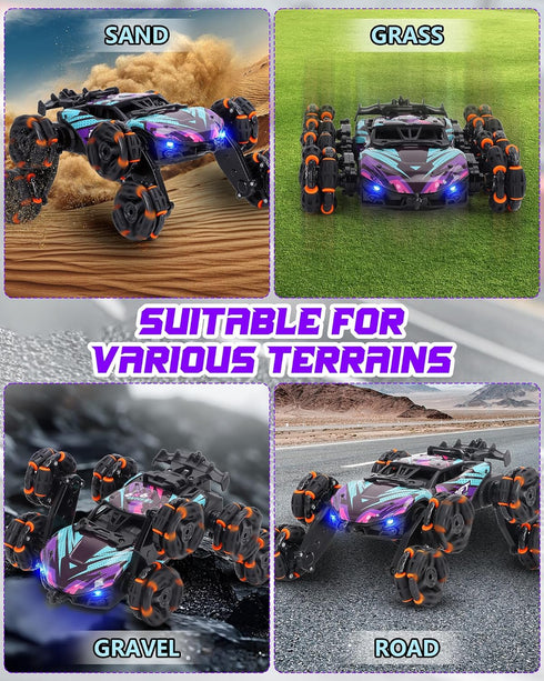 8WD 2.4GHz 6-14, HuiJuKeJi RC Stunt Car with Gesture Sensing & Spray, Hand-Controlled Remote Control Car Toy
