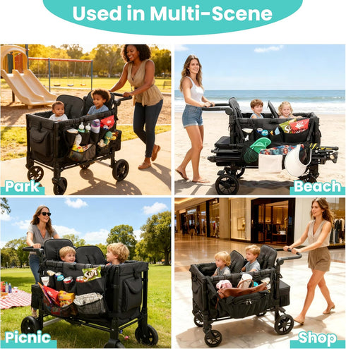 W2 W4 (1 Pack) Stroller Wagon Cargo Net and Organizer, Double-Layer with Extra Storage Space, Wagon Accessories