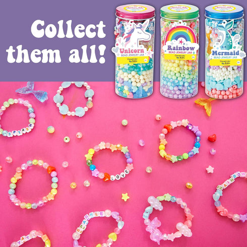Creativity for Kids Rainbow Bead Jar Jewelry Making Kit, Makes 40+ Friendship Bracelets for Girls Ages 6-8+