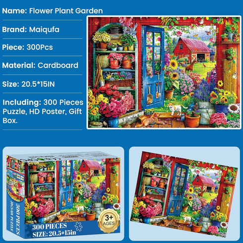 300 300 20.5 15 inch Pieces Puzzle for Adults | Flowers House Puzzle | Recycled Cardboard Large Piece Jigsaw Puzzles