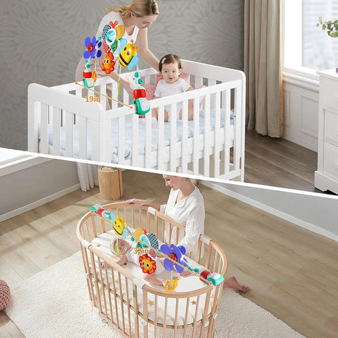 Adjustable Arch Bassinet Toys for Infants & Toddlers, Stroller Arch with Fascinating Toys for Motor Skills