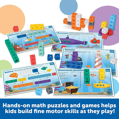 MathLink Cubes Kindergarten Math Activity Set, Sea Adventures!, 115 Pieces, PreK Manipulatives, Age 5+