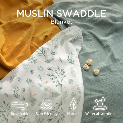 3 Pack 100% 43 35 inches, Muslin Swaddle Blankets for Newborn, Soft Cotton Baby Receiving Blanket, Swaddle Wrap Burp
