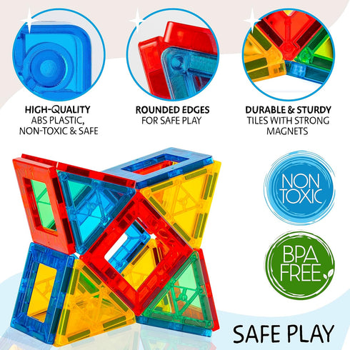 123 2 3-8, Set SUNNY AUNTIE Magnetic Tiles PCS with Cars & Storage Bag Magnetic Building Tiles STEM Toy for Kids Ages