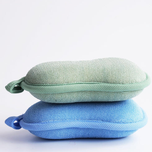 Baby Bath Sponge - Ultra Soft Sponge for Bathing, Kids Bath Sponges for Infants, Toddler Bath Time, 2 Count (Green Blue)