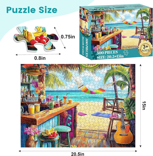 VOLUVOLU 500 500 20.515 Piece Puzzle for Adults, Vacation Jigsaw Puzzle, Seaside Bar Puzzles Pieces Birthday Party