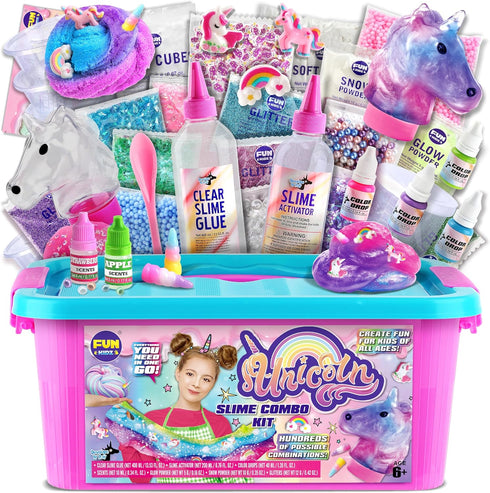 Fluffy Unicorn Slime Kit for Girls, FunKidz Cloud Slime Gift for Ages