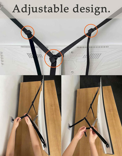1 Pack Adjustable TV Safety Straps, No-Drill Anti-Tip Furniture Anchors for Baby Proofing, Flat Screens Fix