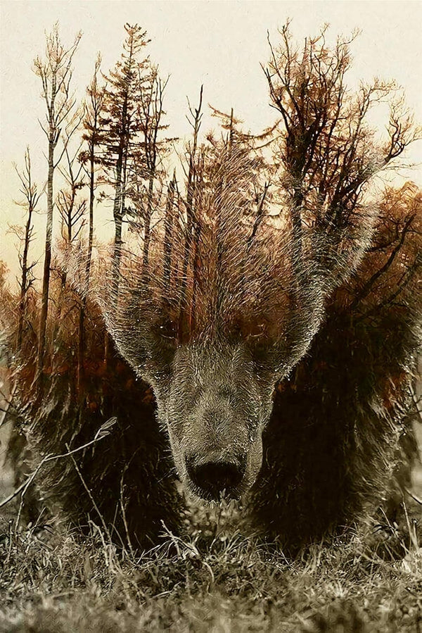 WOZUIBAN Adult Puzzle Classic Jigsaw 1000 Pieces - Wooden Puzzle DIY Forest Map Bear, Unique Gift, 75x50cm