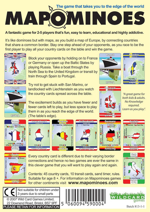 MAPOMINOES EUROPE – The Ultimate Geography Game for Kids, Teens, and Adults