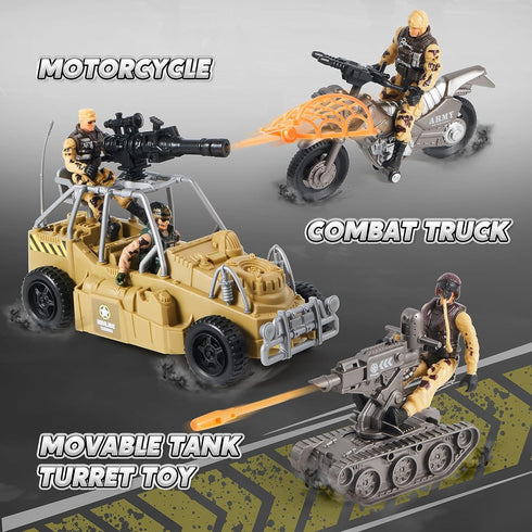 JOYIN Military Base Toys Set - Includes Military Base, Vehicles, Army Men Action Figures, and Weapon Gear Accessories