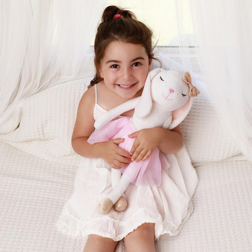 Perfectto Design Bunny Ballerina Plush Toy Doll for Girls - Cute Dress Up Set Gift for 3-9 Year Old