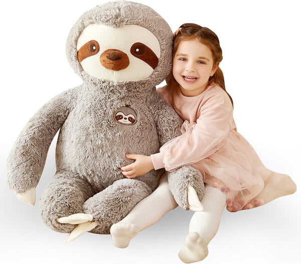 IKASA Large Sloth Stuffed Animal Plush Bradypode Toy for Children (Gray, 30