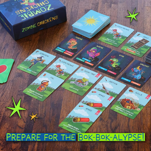 Zombie Chickens - Fun Family Card Game for Adults, Teens & Kids - Survival Game, 3 Ways to Play: Competitive,