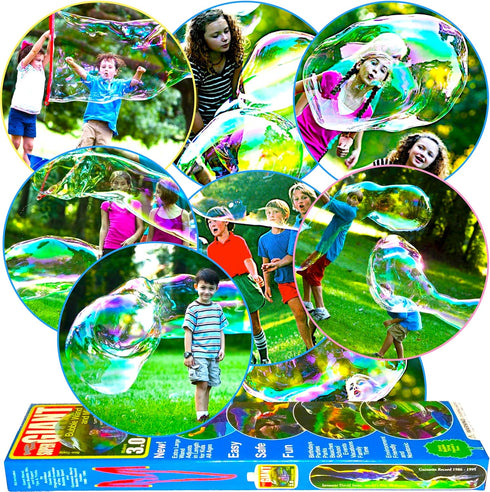 BUBBLE THING Giant Bubble Wands - Includes Giant Bubble Mix Powder, Makes 3 Gallons of Giant Bubble Solution