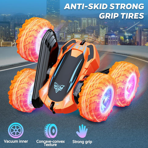 2.4GHz 360 4WD 3 4 5 6 7 8-12 Remote Control Car, Electric Race Stunt Car, Double Sided Rolling Rotating Rotation, LED