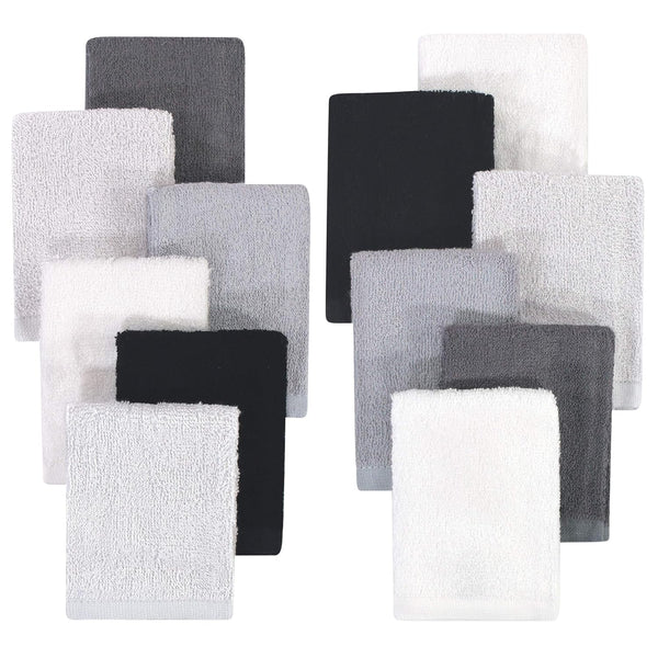 Hudson Baby Unisex Baby Rayon from Bamboo Woven Washcloths 12pk, Black White,