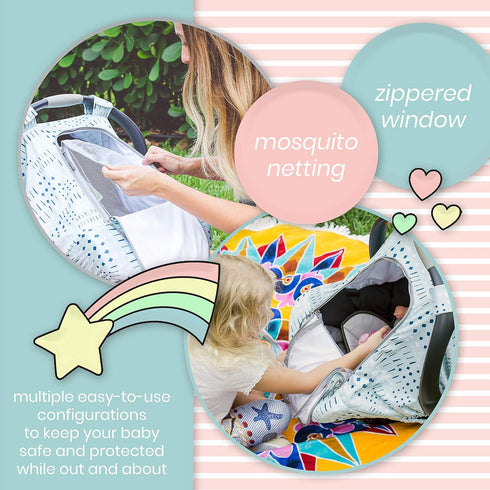 Car Seat Canopy Stroller Covers for Infant Boy and Girl Babies Stretchy and Kick Proof with Net Multi Use Soft