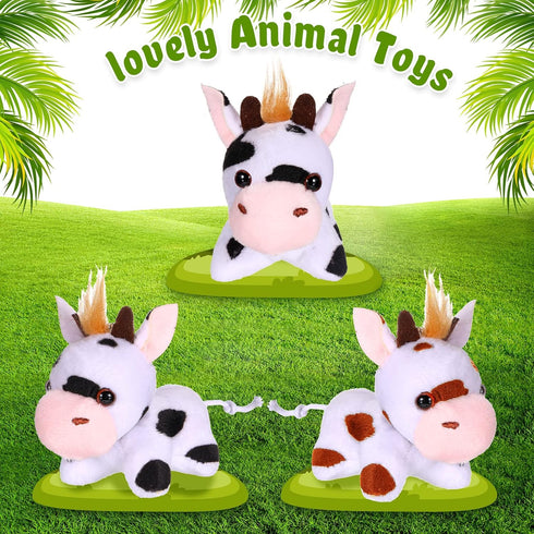 Stuffed Cows, 12 Pieces Assorted Plush Toy Figures, Animals for Holiday Back to School Party Favors, 3.2 x 3 Inch