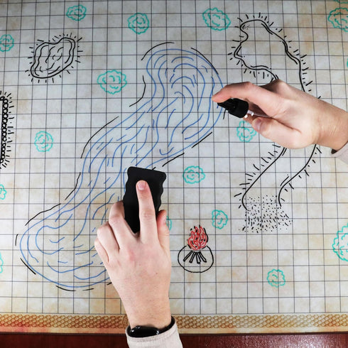 (24x36in) Set Set ENHANCE Deluxe RPG Grid Mat - DND Map with Premium Rubber, Non-Slip Grip, No Creasing - Dry Erase DND