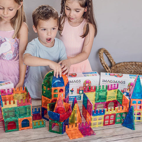 Magnetic Building Tiles, 48 Piece Architectural Dome Set for Kids, Educational Creative Learning Activity for Ages 3+